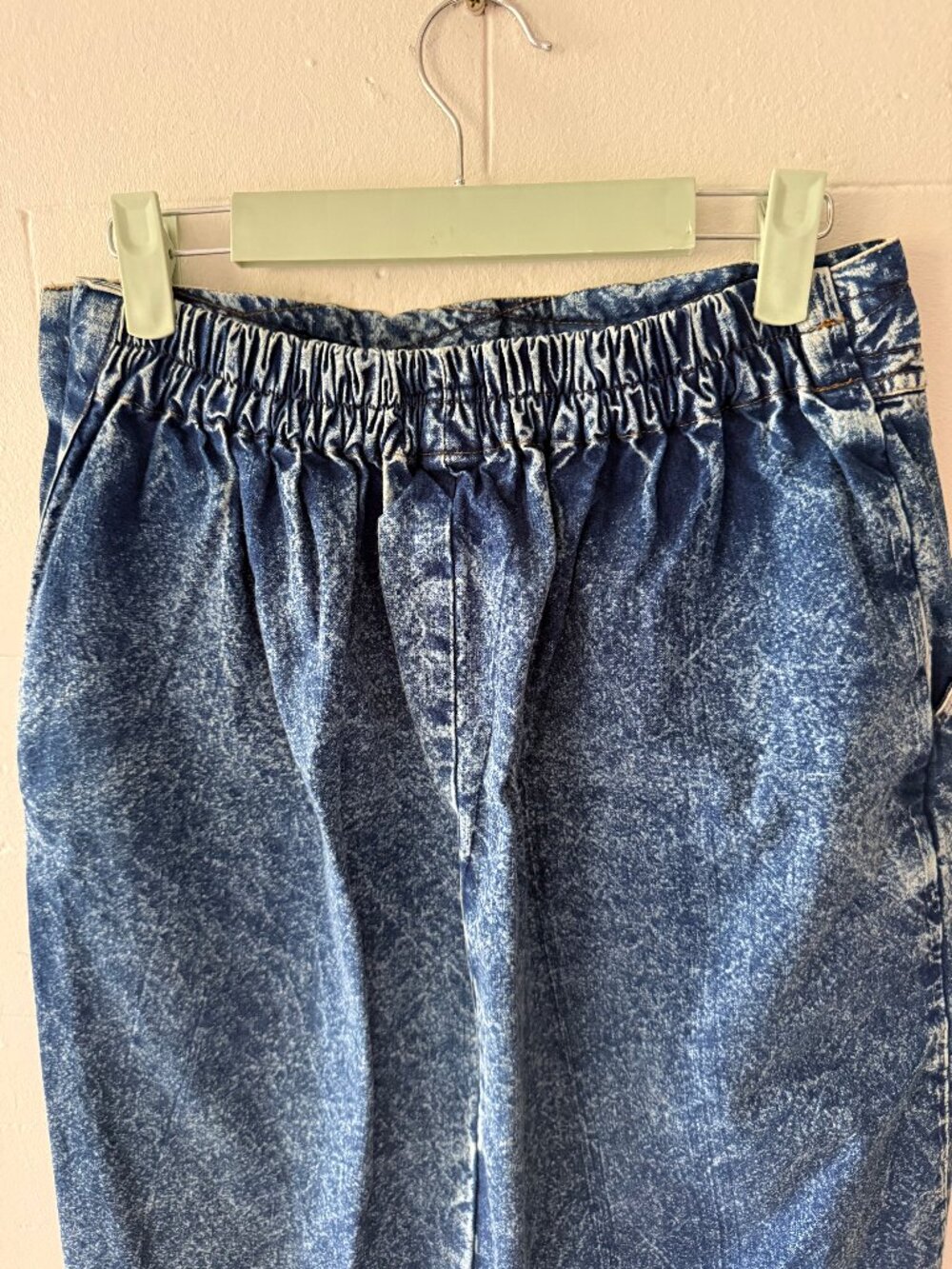 Vintage 80s Acid Wash Embroidered Floral Front Denim Midi Skirt | Small - Picture 11 of 16